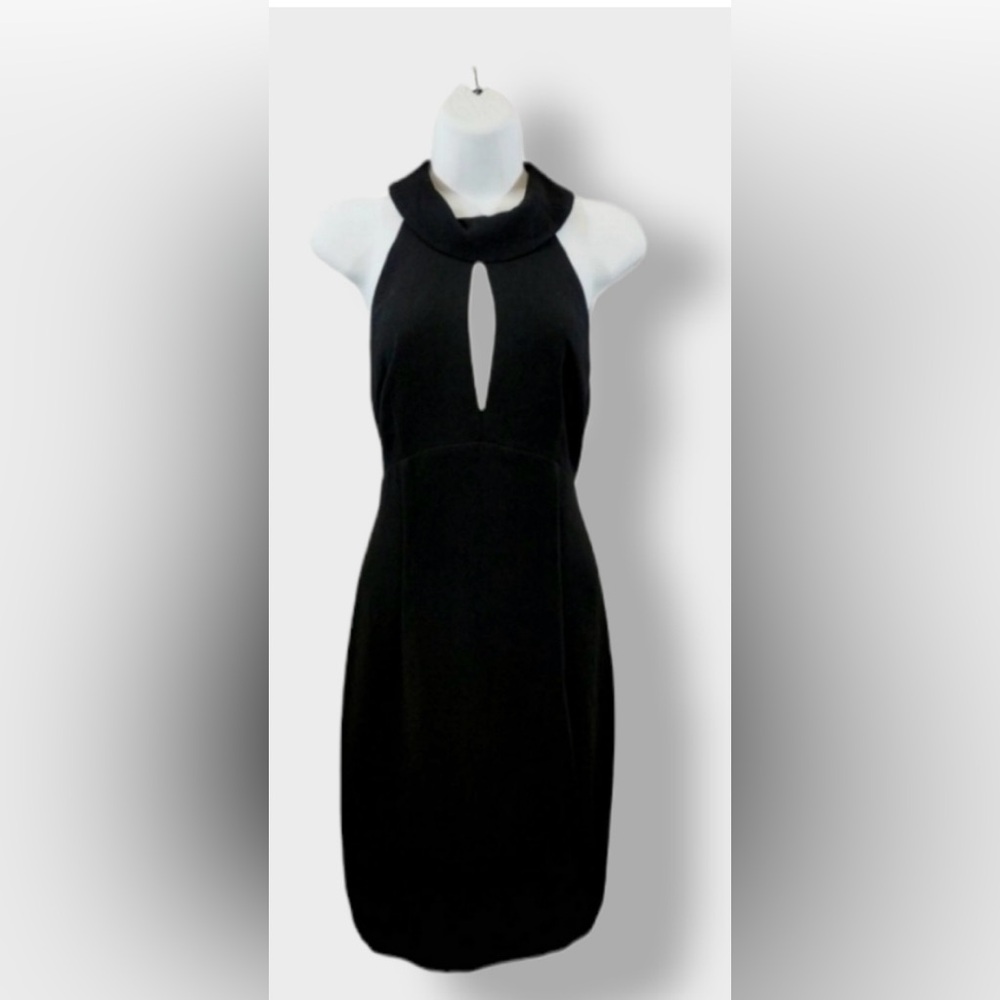 Trina Turk Crepe Collared Halter Cut Out Little Black Dress Size 6